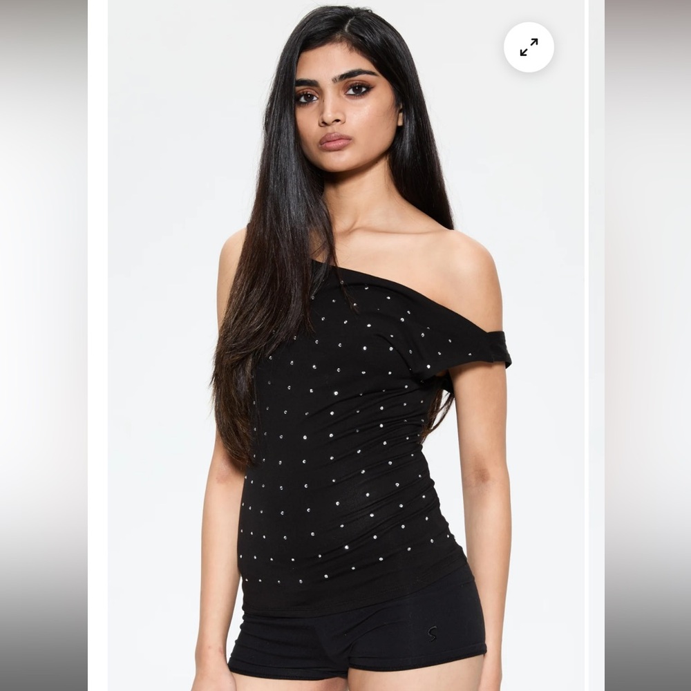 Miaou lani rhinestone Black Off-Shoulder